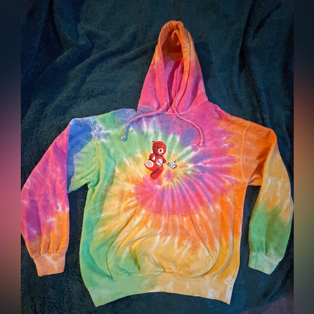 Astroworld 2018 Tie Dye Hoodie with Dancing Bear Graphic - Men’s Medium